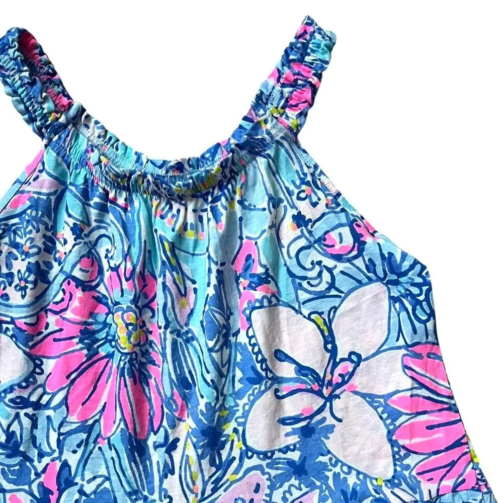 Lilly Pulitzer Loro Dress Got Your Back Print Cotton Floral Girl's Medium 6-7 - Picture 2 of 6
